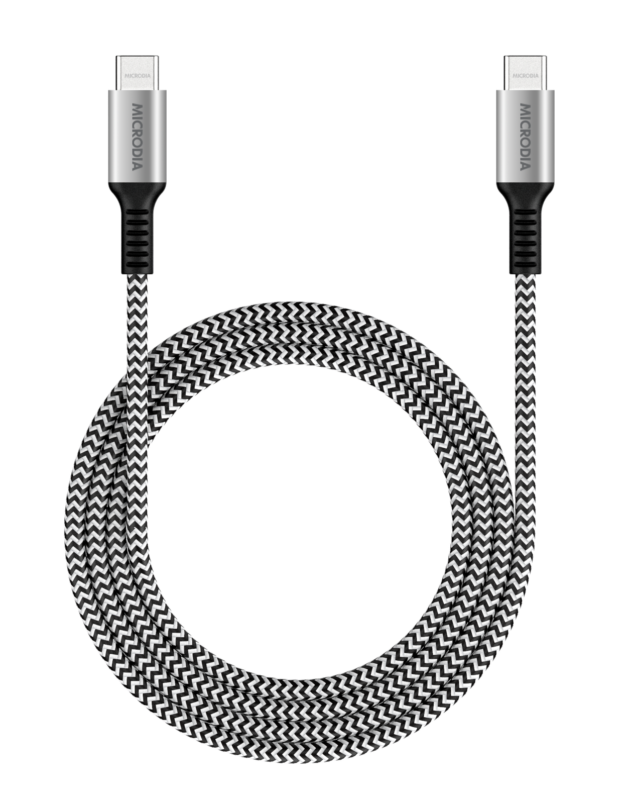 MICRODIA ExeCable™ Tweed PD240W USB-C to USB-C Cable 1.8m - Zebra