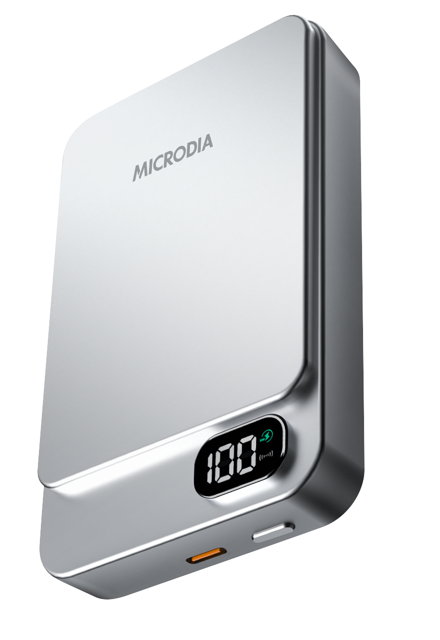 MICRODIA SnapPower™ Aluminaire 35W (15W + 20W) Magnetic Power Bank - 10,000mAh - Silver