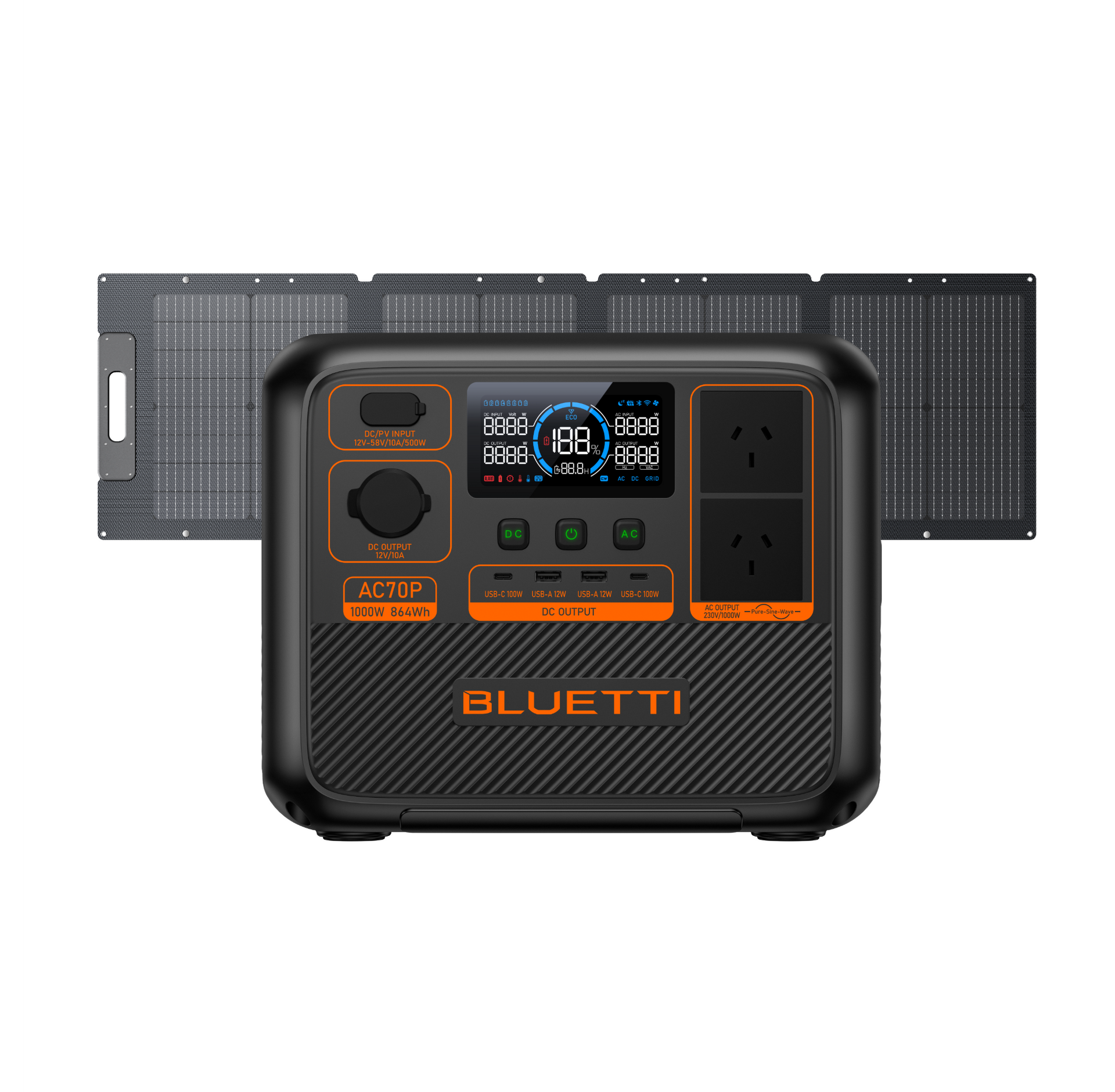 Bluetti AC70P + 120W Solar Panel