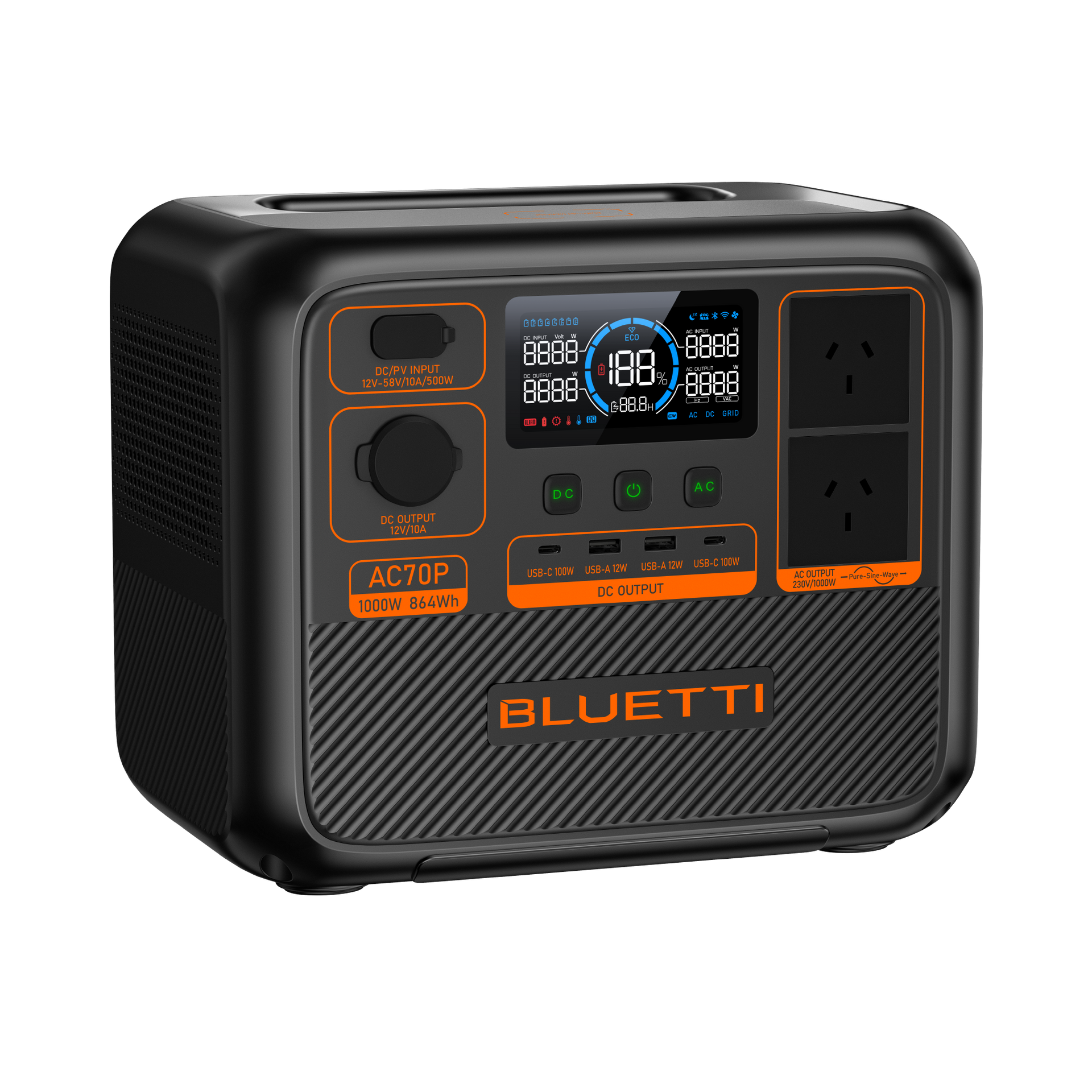 BLUETTI AC70P Portable Power Station | 1,000W 864Wh - Actiontech