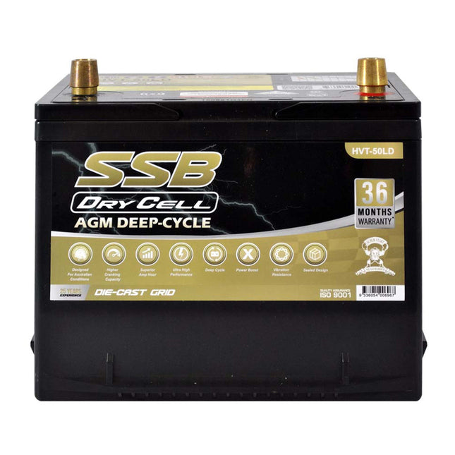 HVT-50LD AUTOMOTIVE BATTERY AGM DEEP CYCLE 12V 60AH 600CCA